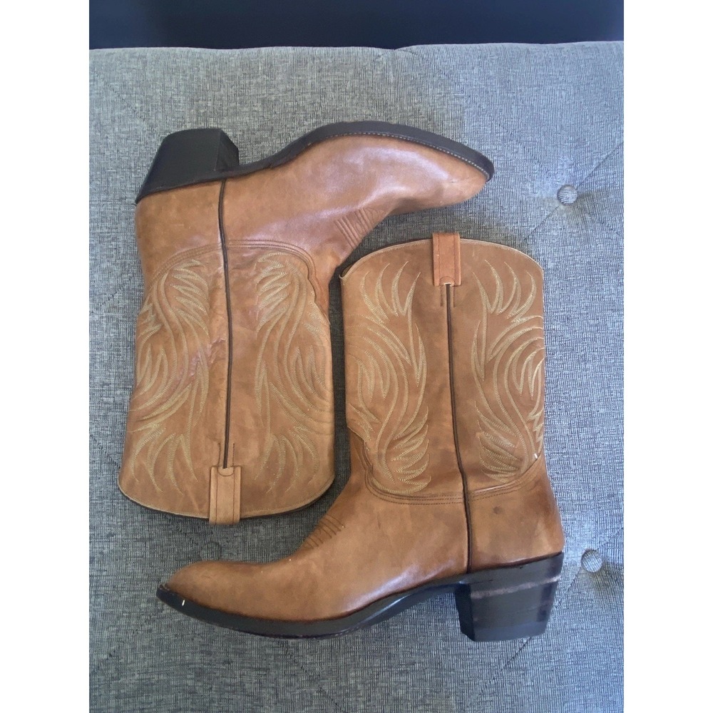 VTG Nocona Tan Leather Cowboy Boots Men's Size 14.5 EEE Wide Style 4701 Western